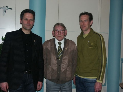 De jubilarissen Rene van de VEn , Jan van Laar en Peter Verberne